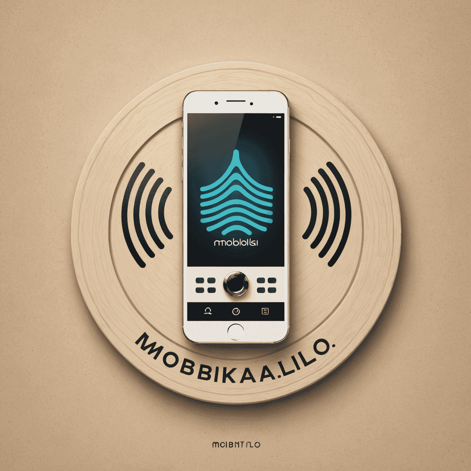 Mobikalo logo featuring a stylized mobile phone icon with signal waves