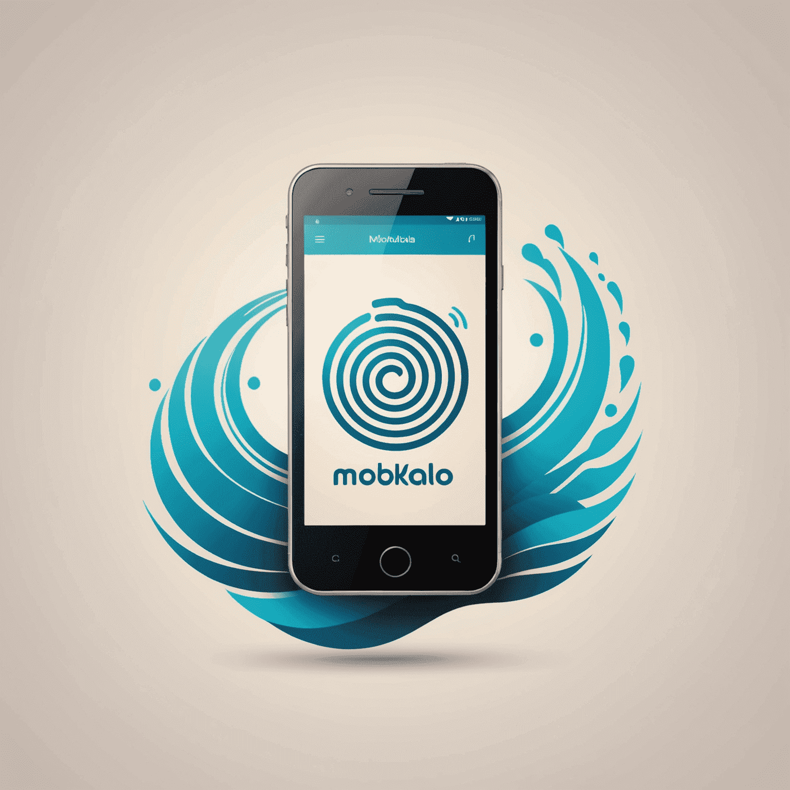 Mobikalo logo featuring a stylized mobile phone icon with signal waves