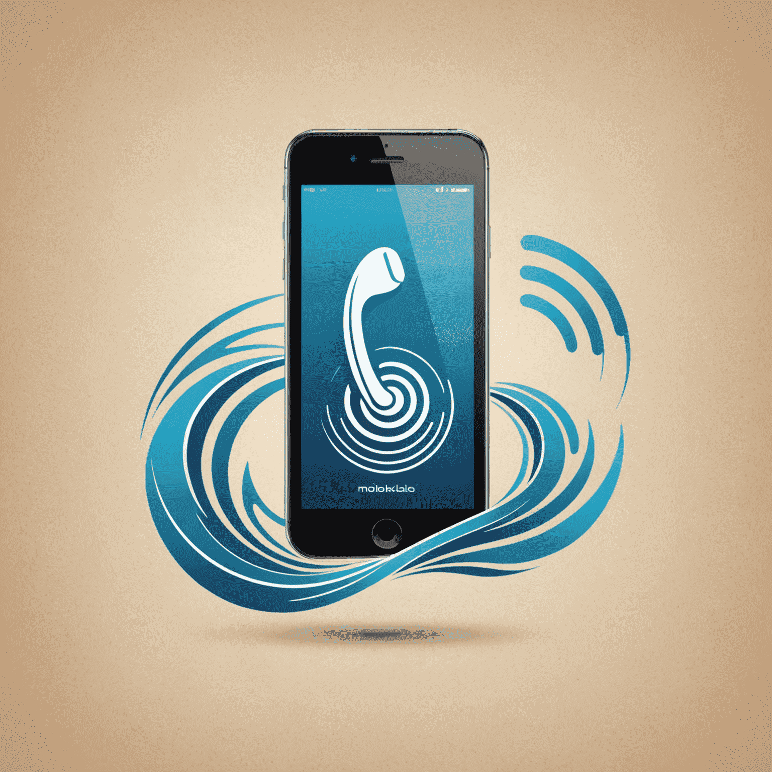 Mobikalo logo featuring a stylized mobile phone icon with signal waves