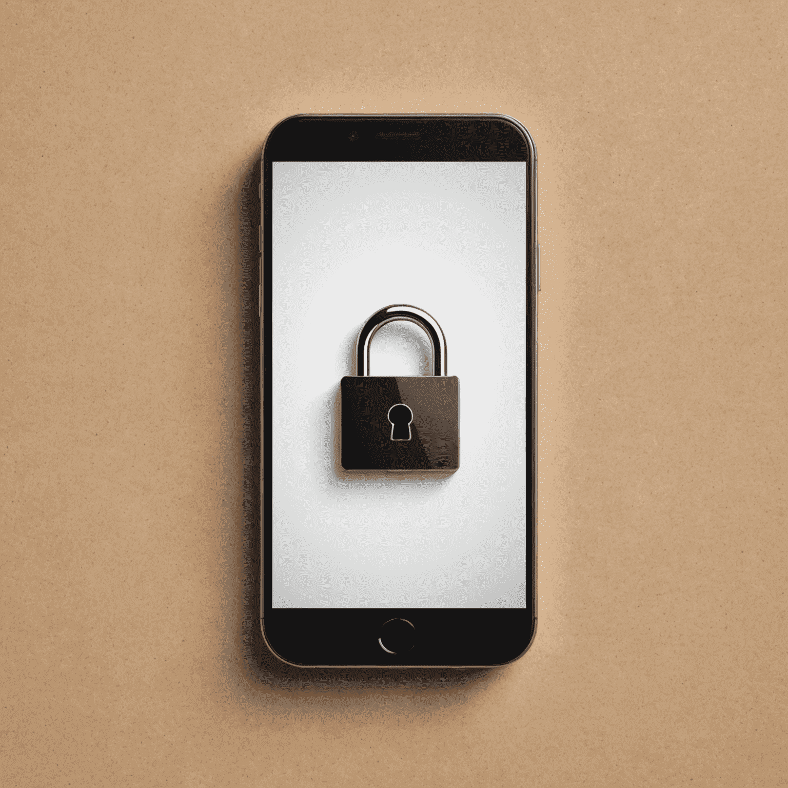 A smartphone with a lock icon on the screen, symbolizing mobile security measures