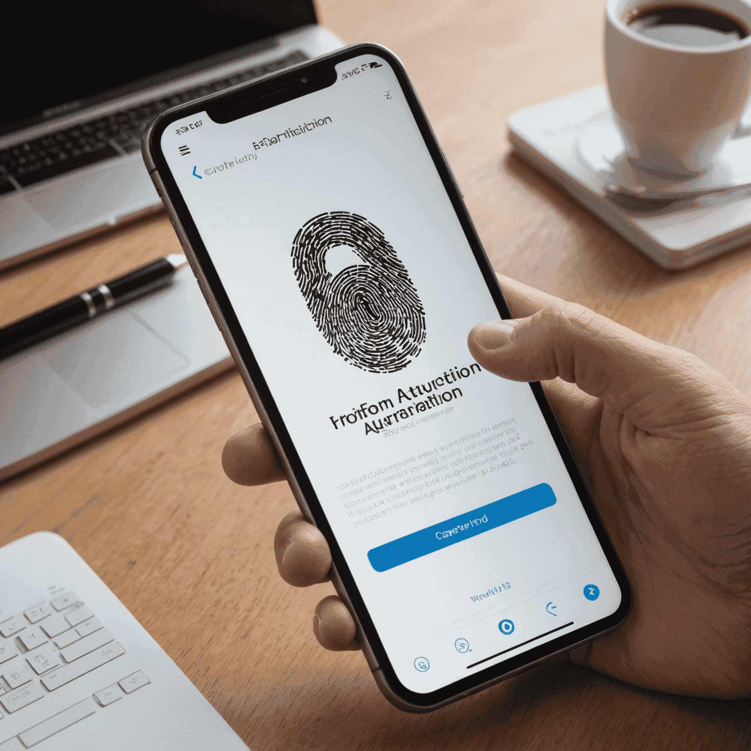 A smartphone screen showing a two-factor authentication prompt with a fingerprint and code entry option
