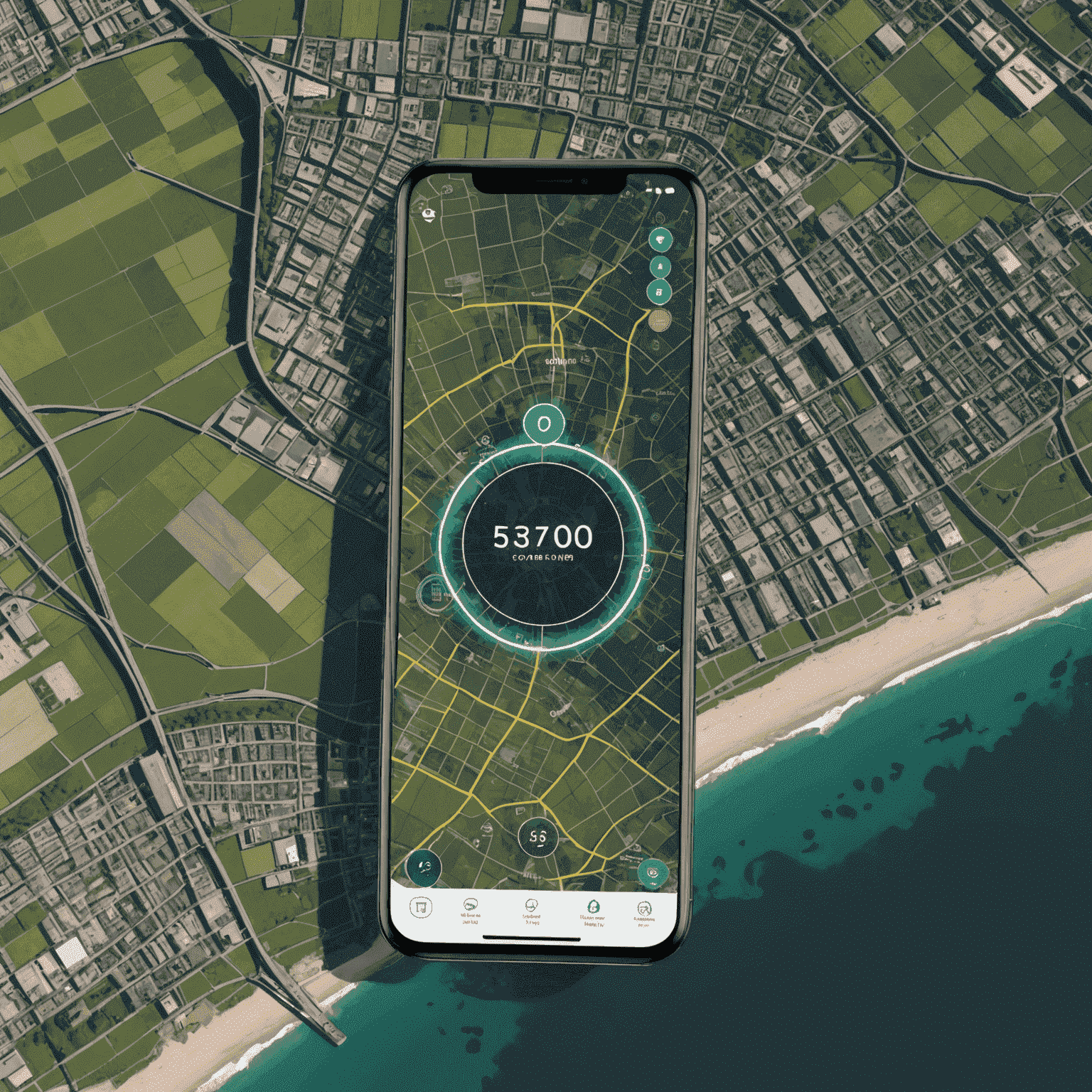 5G Explorer app showing a map with 5G coverage areas and speed test results in different locations