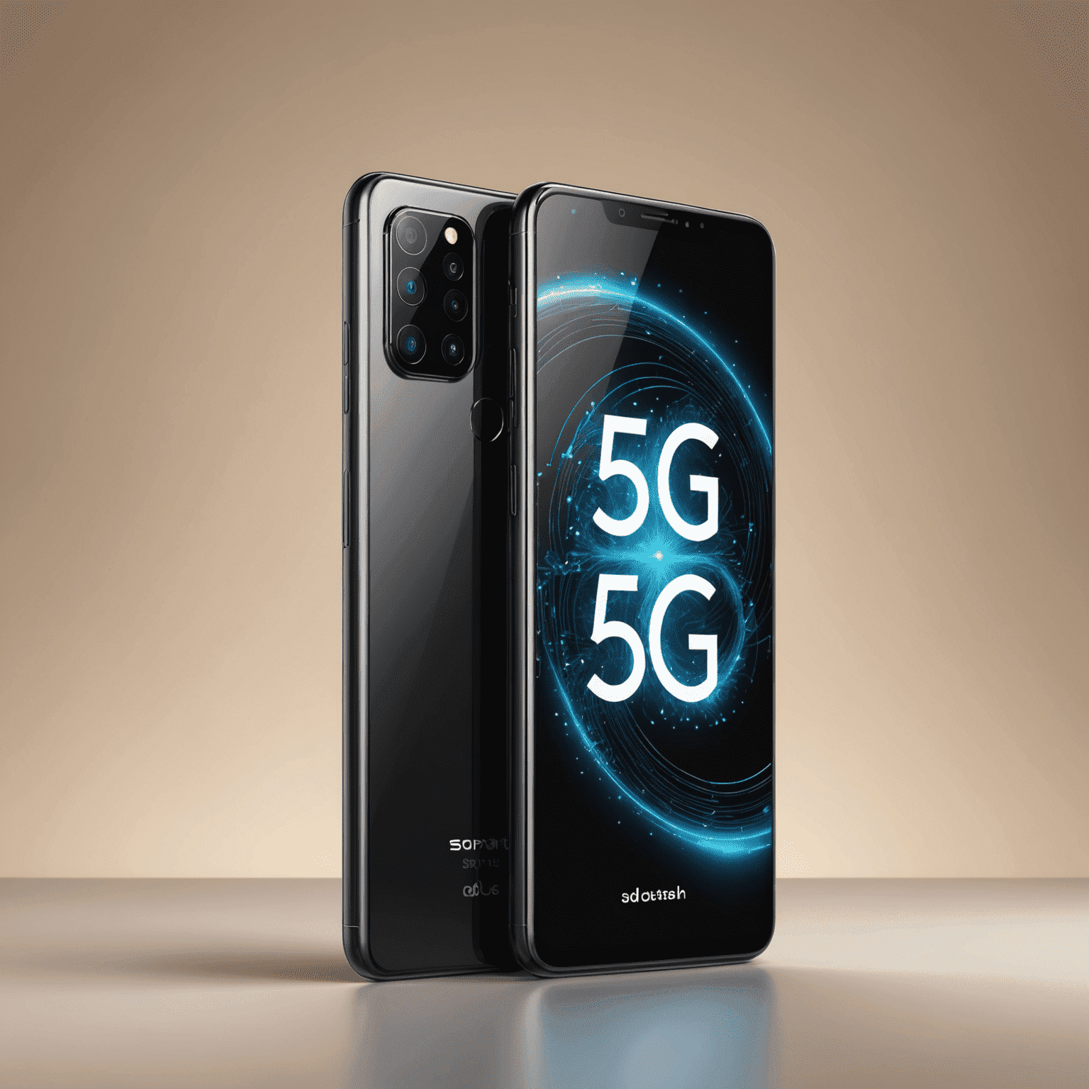 A high-end smartphone with 5G icon, representing an advanced voice plan with cutting-edge features for power users