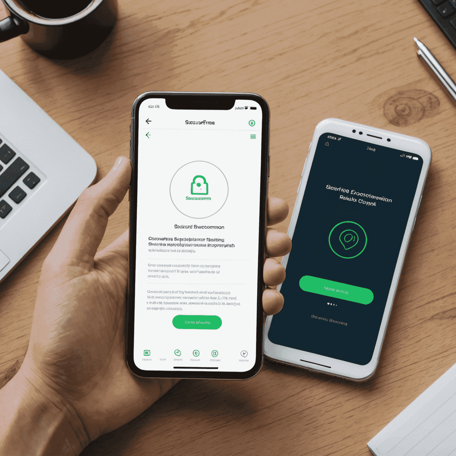 SecureComm app interface demonstrating end-to-end encryption features and secure file sharing options